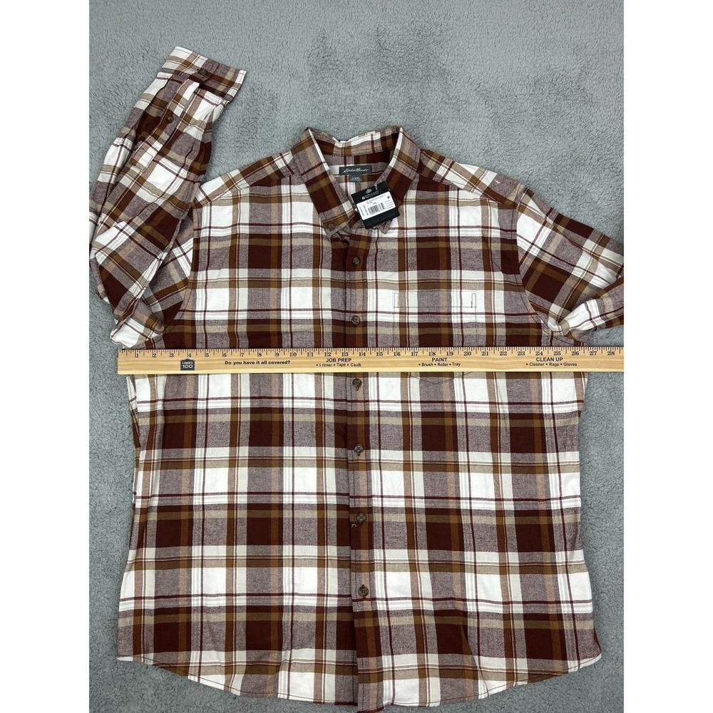 Eddie Bauer Flannel Shirt Mens 2XL Plaid Checkered Long Sleeve Red White - Picture 5 of 7